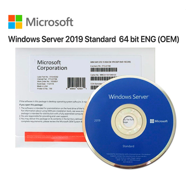 Изображение Windows 2019 Standard Server English 16Core DVD Pack