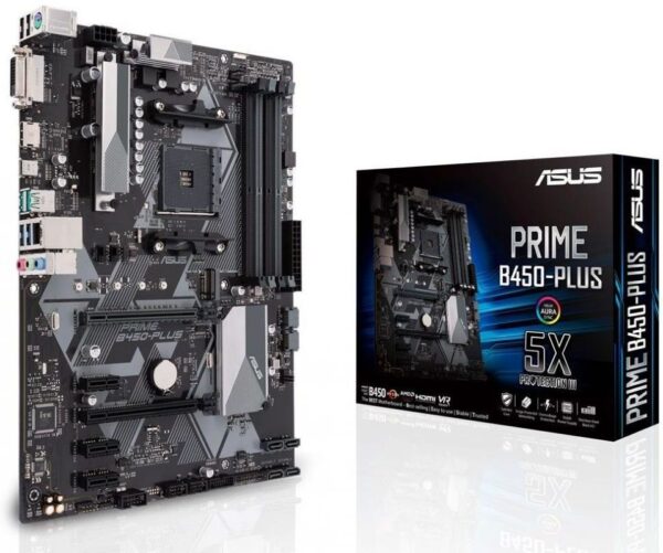 Изображение Материнская плата Asus PRIME B450-PLUS Soc-AM4 AMD B450 4xDDR4 ATX AC`97 8ch(7.1) GbLAN RAID+DVI+HDMI