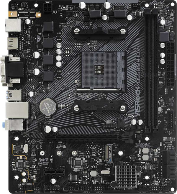 Изображение Материнская плата Asrock B550M-HDV Soc-AM4 AMD B550 2xDDR4 mATX AC`97 8ch(7.1) GbLAN RAID+VGA+DVI+HDMI