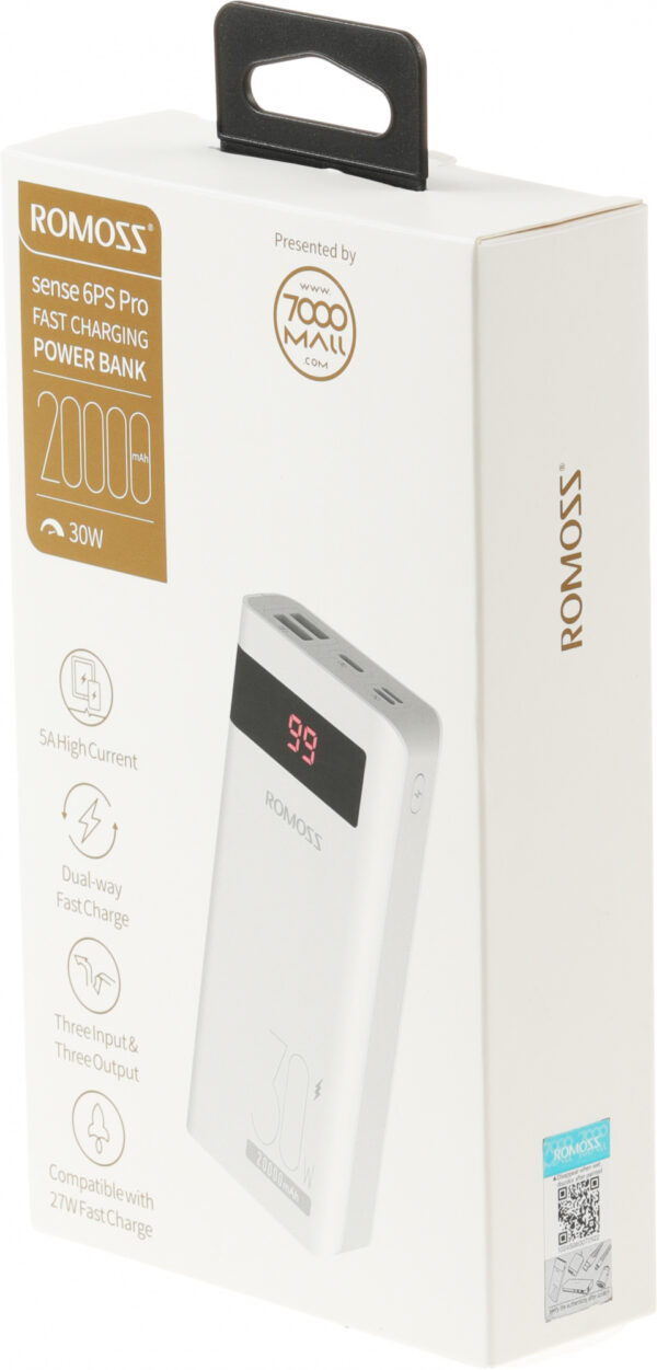 Изображение Мобильный аккумулятор Romoss Sense 6PS Pro 20000mAh QC3.0/PD3.0 3A белый