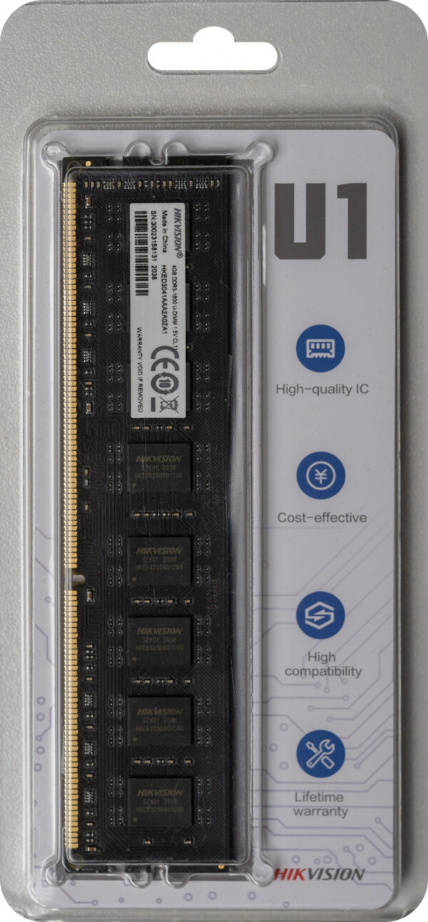 Изображение Память DDR3 4GB 1600MHz Hikvision HKED3041AAA2A0ZA1/4G RTL PC3-12800 CL11 DIMM 240-pin 1.5В Ret