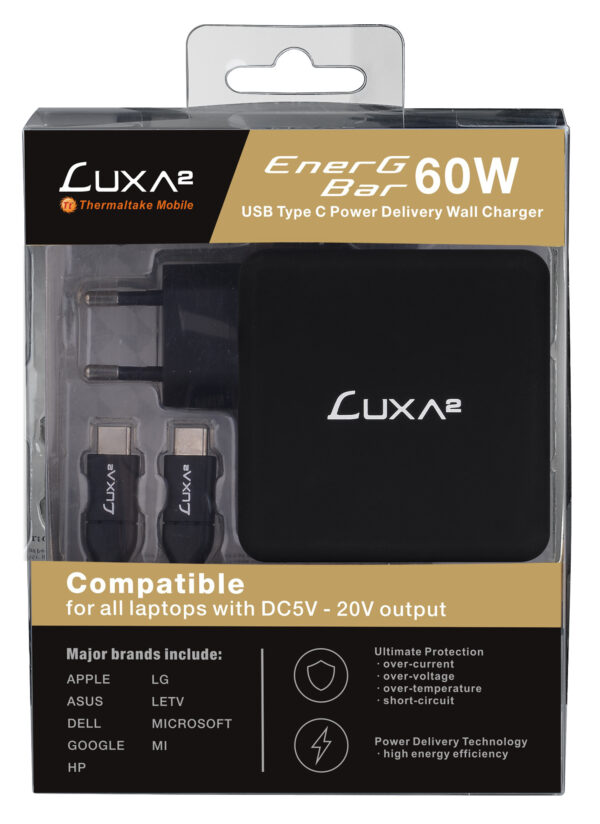 Изображение Адаптер Thermaltake LUXA2 EnerG Bar 60W USB-C Power Delivery автоматический 60W 5V-20V 3A 1xUSB от бытовой электросети
