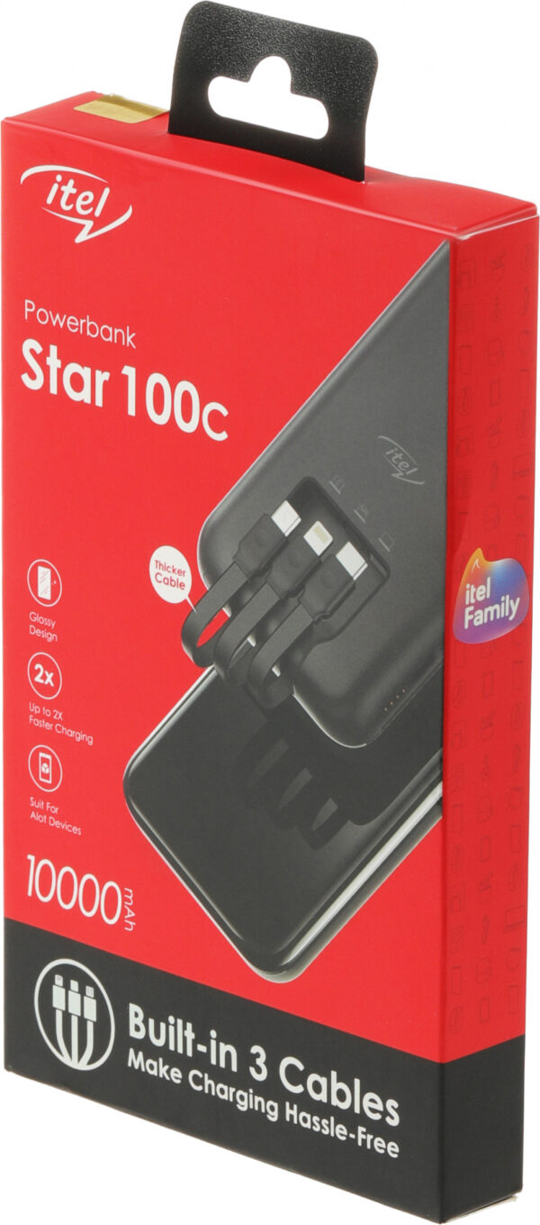 Изображение Мобильный аккумулятор Itel Super Slim Star100C 10000mAh 2.1A черный