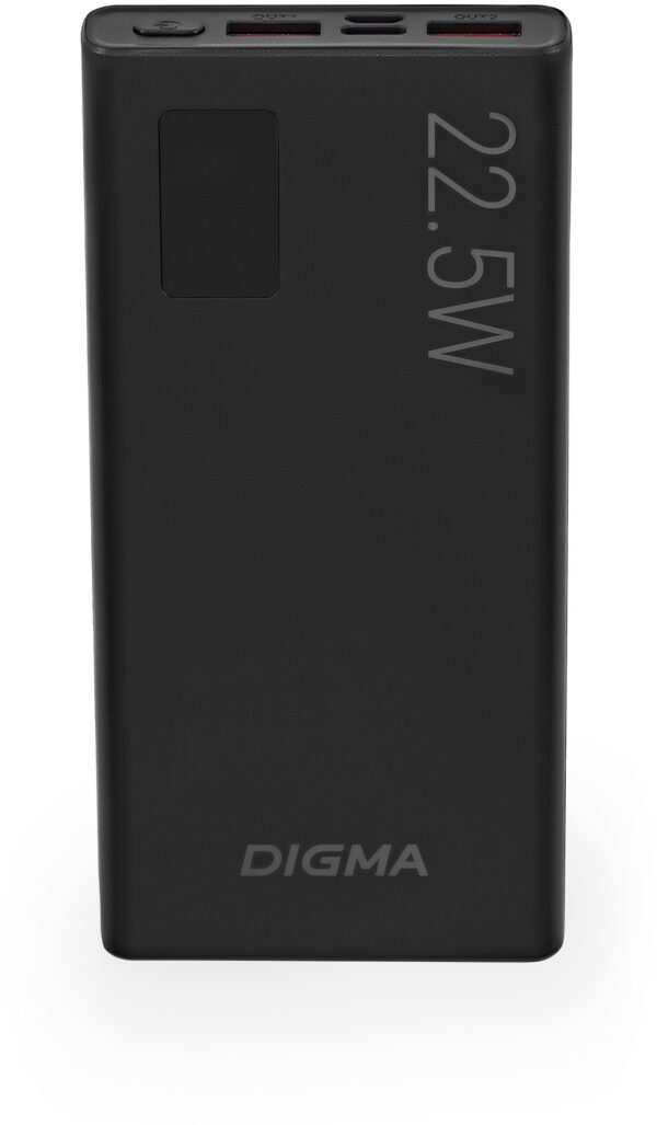 Изображение Мобильный аккумулятор Digma DGPF10A 10000mAh QC3.0/PD3.0 22.5W 5A 2xUSB-A/USB-C черный (DGPF10A22PBK)