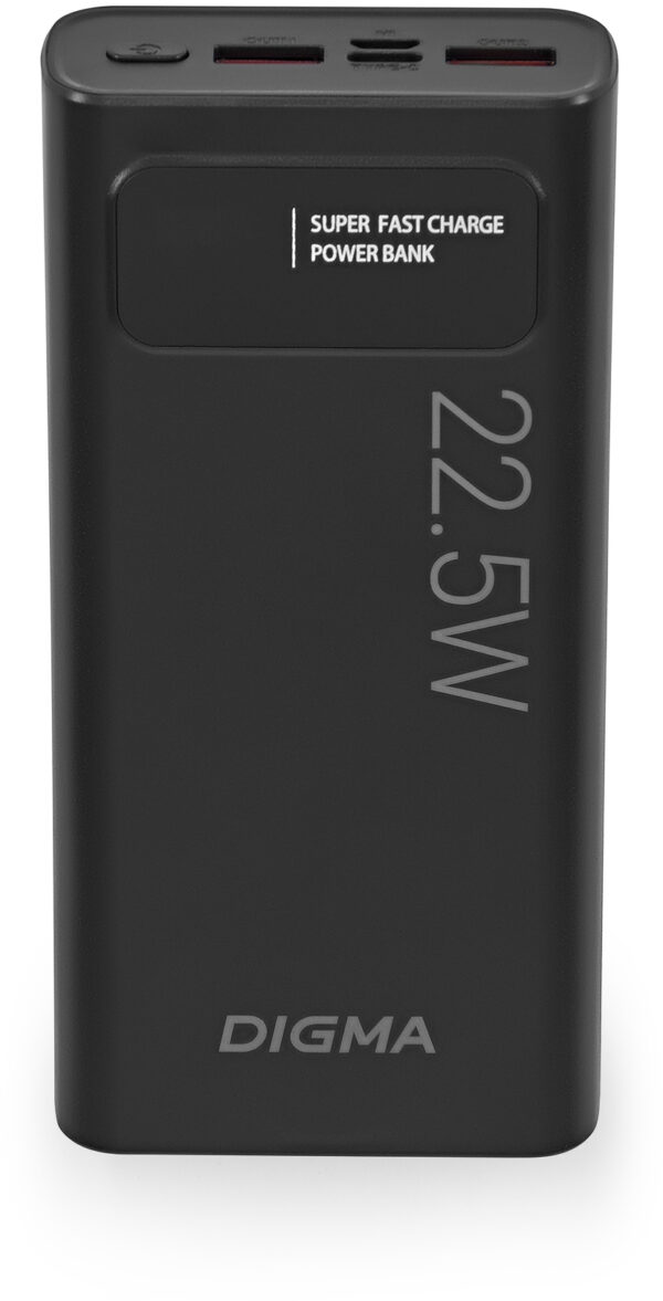 Изображение Мобильный аккумулятор Digma DGPF20A 20000mAh QC3.0/PD3.0 22.5W 3A 2xUSB-A/USB-C черный (DGPF20A22PBK)