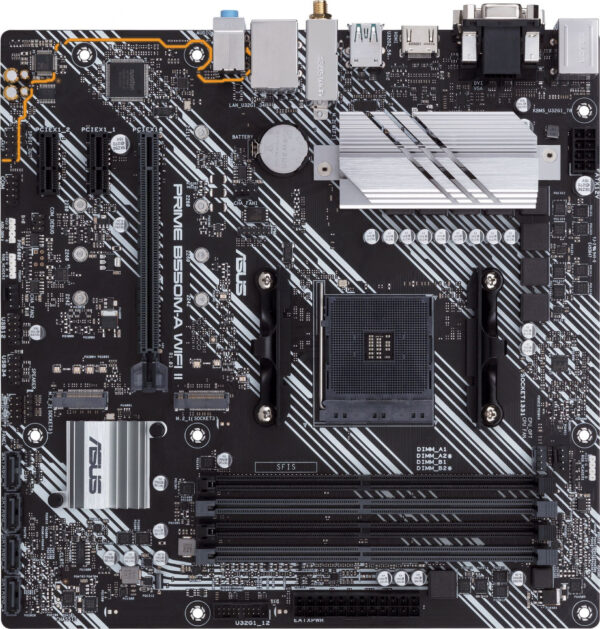 Изображение Материнская плата Asus PRIME B550M-A WIFI II Soc-AM4 AMD B550 4xDDR4 mATX AC`97 8ch(7.1) GbLAN RAID+VGA+DVI+HDMI