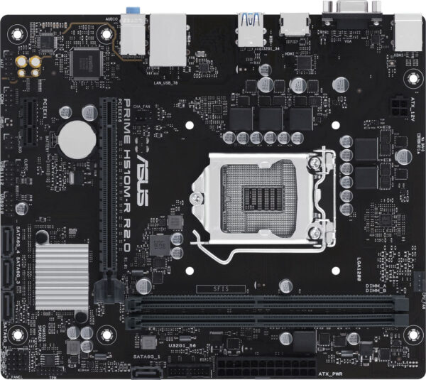 Изображение Материнская плата Asus PRIME H510M-R R2.0-SI Soc-1200 Intel H470 2xDDR4 mATX AC`97 8ch(7.1) GbLAN+VGA+HDMI White Box