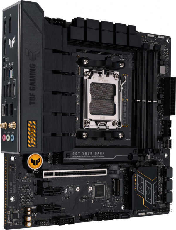 Изображение Материнская плата Asus TUF GAMING B650M-E WIFI SocketAM5 AMD B650 4xDDR5 mATX AC`97 8ch(7.1) 2.5Gg RAID+HDMI+DP