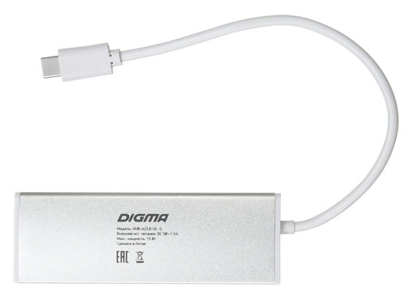 Изображение Разветвитель USB-C Digma HUB-4U3.0-UC-S 4порт. серебристый
