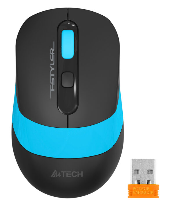 Изображение Мышь A4Tech Fstyler FG10S черный/синий оптическая (2000dpi) silent беспроводная USB для ноутбука (4but)