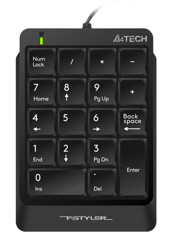 Изображение Числовой блок A4Tech Fstyler FK13P черный USB slim для ноутбука (FK13P BLACK)