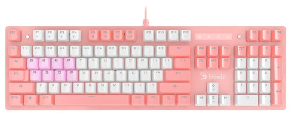 Изображение Клавиатура A4Tech Bloody B800 Dual Color механическая розовый/белый USB for gamer LED
